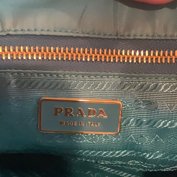PRADA Quilted Handbag Turquoise Two-Way - Picture 10 of 15